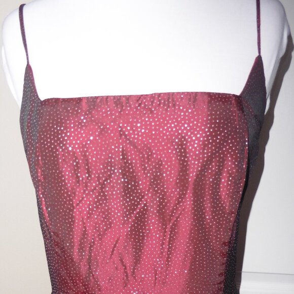 WINDSOR VTG 90's Y2K Burgundy Goth Lace Up Tulle Prom Dress Gown 9/10 USA - Picture 6 of 10